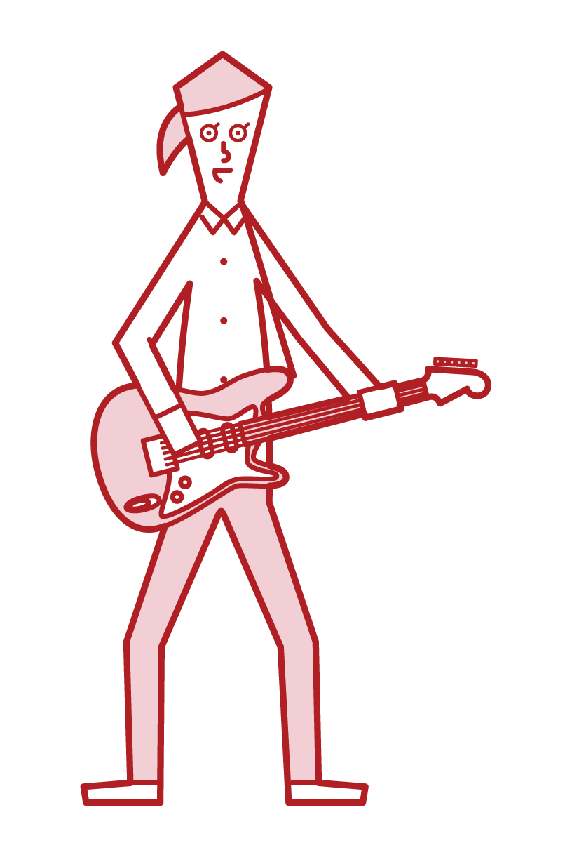 일렉트릭 기타를 연주하는 사람 (여성)의 그림