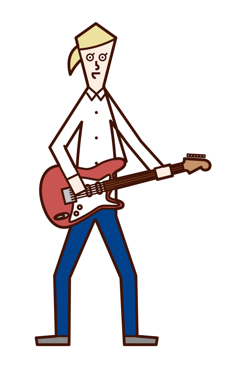 彈電吉他的人（女性）的插圖