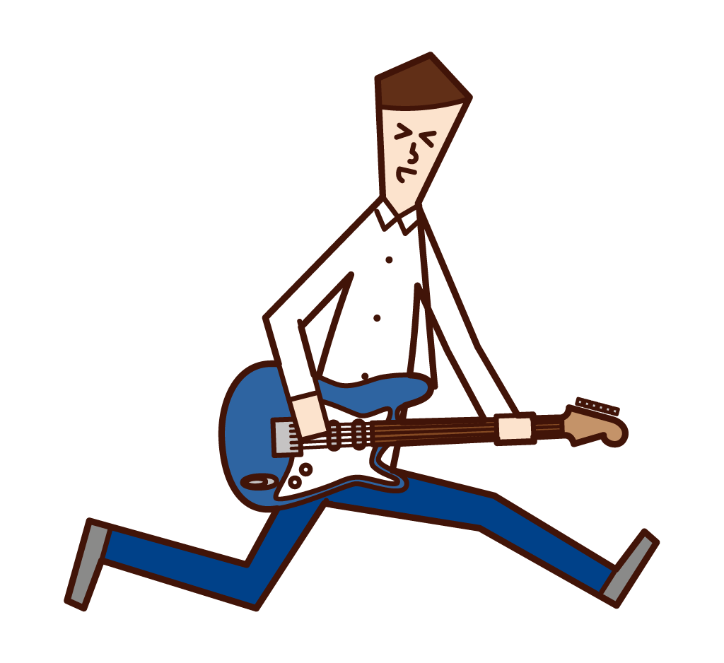エレキギターを演奏する人（男性）のイラスト