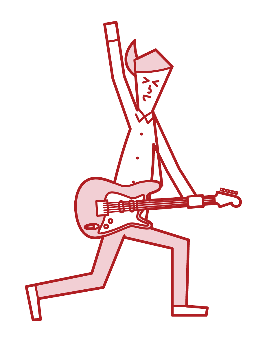 Illustration of a woman playing an electric guitar