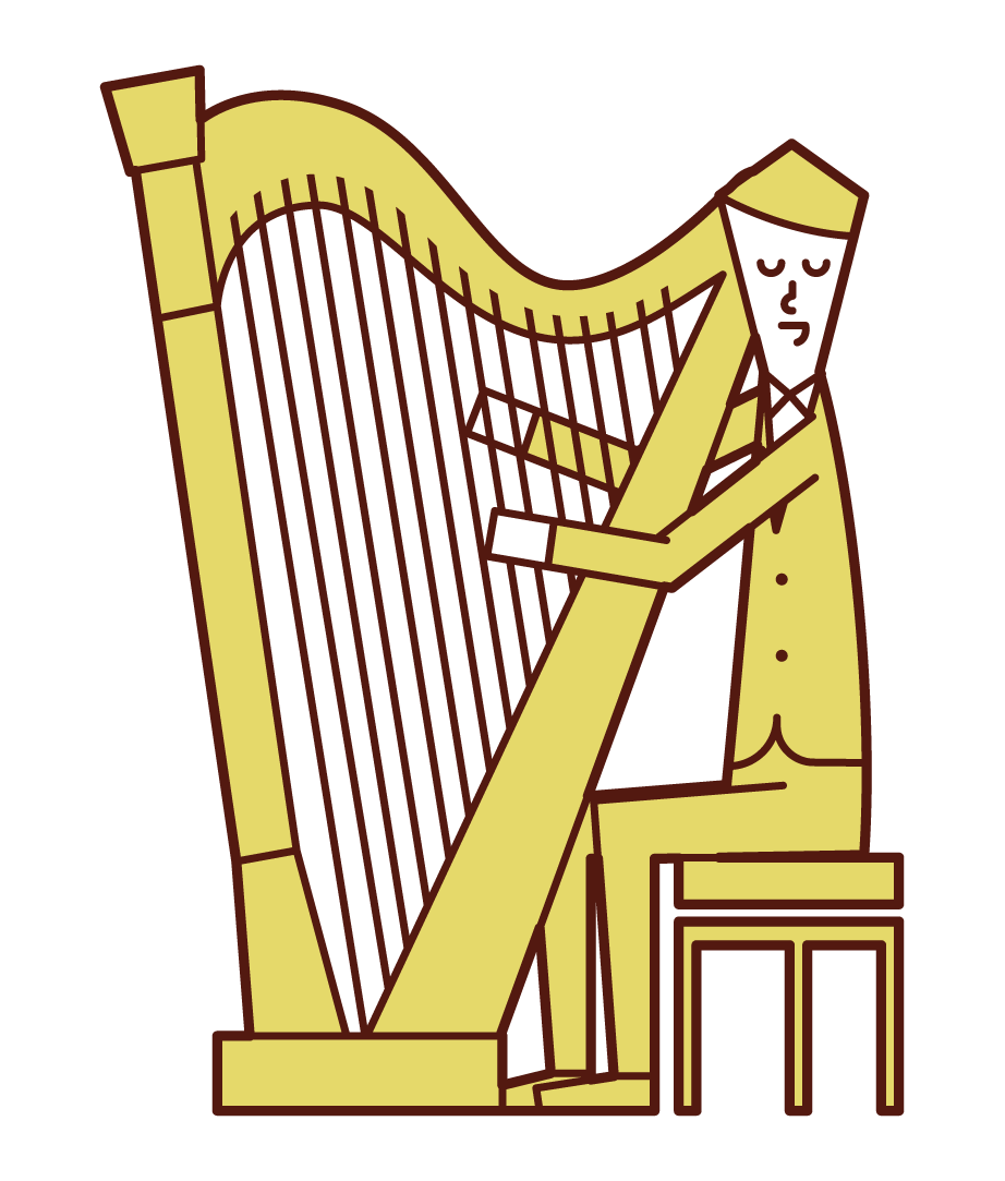 Illustration of a harpist (male)