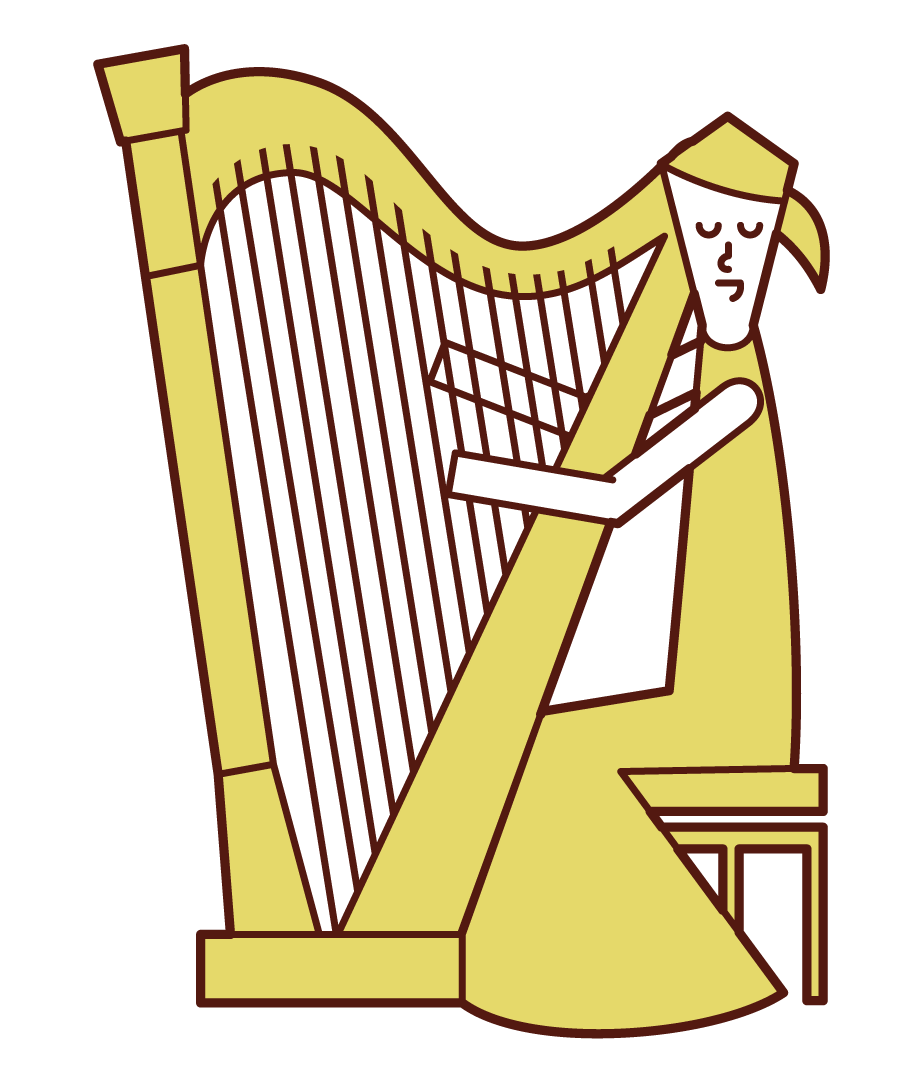 Illustration of a harpist (female)