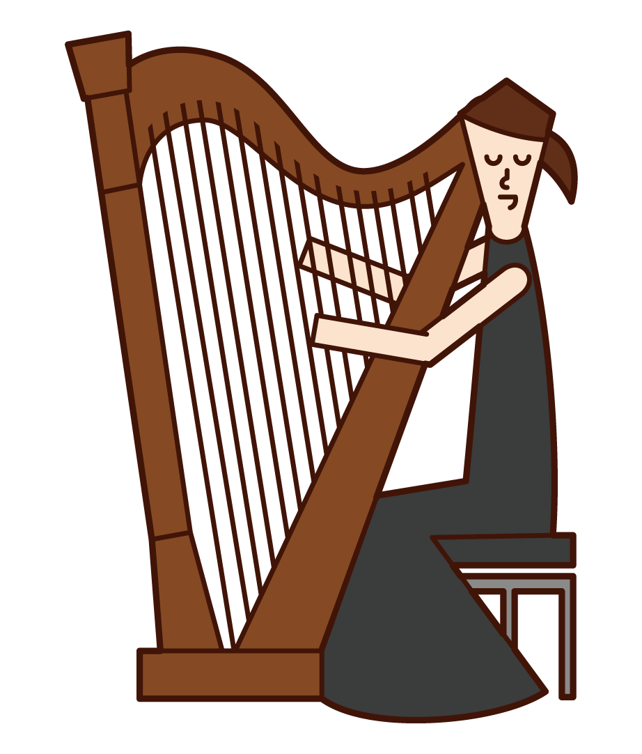 Illustration of a harpist (female)