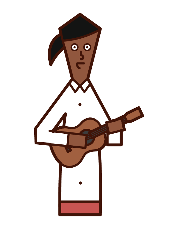 Illustration of a woman playing a ukulele