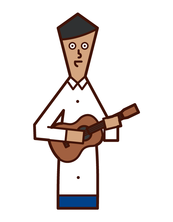 Illustration of a man playing a ukulele
