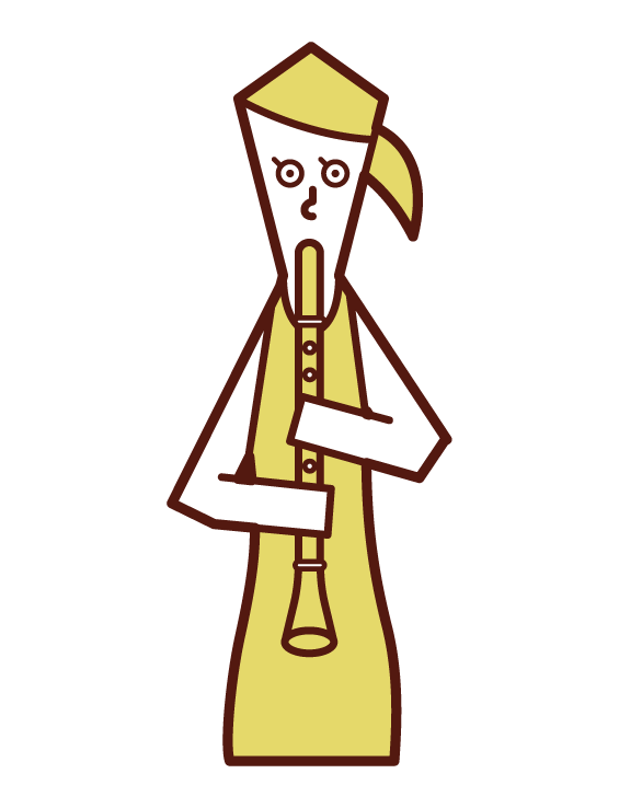 演奏單簧管的人（女性）的插圖