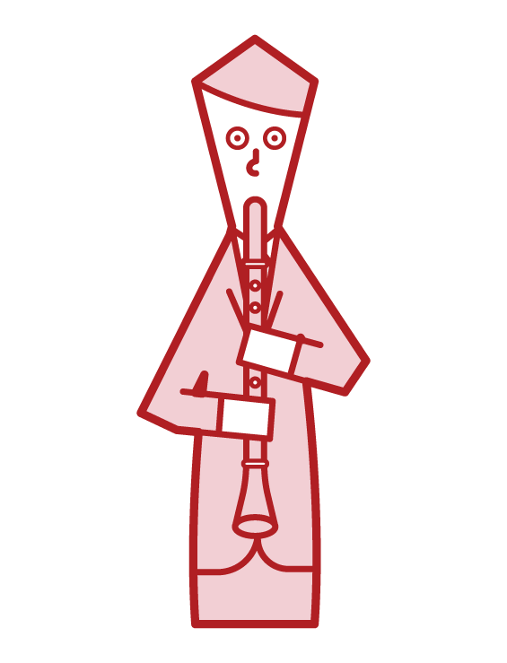 演奏單簧管的人（男性）的插圖