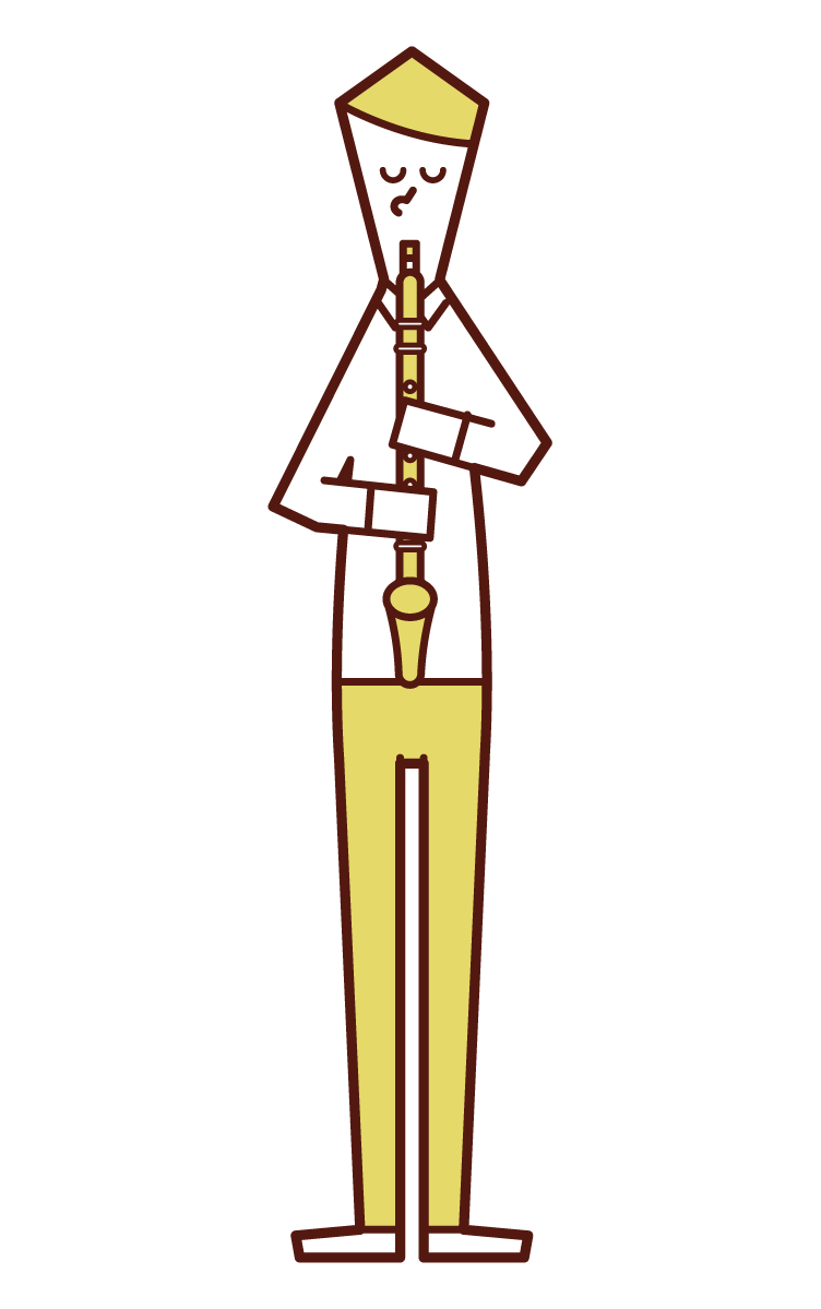 Illustration of a man playing an alt-clarinet