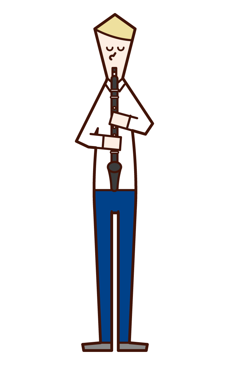 Illustration of a man playing an alt-clarinet