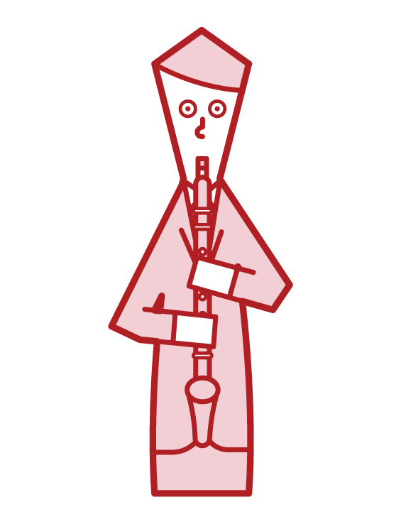 演奏阿爾托單簧管的人（男性）的插圖