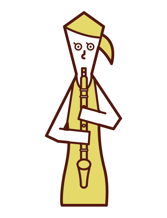 Illustration of a woman playing an alt-clarinet