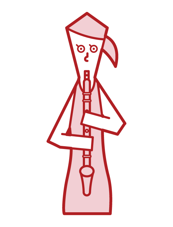 Illustration of a woman playing an alt-clarinet