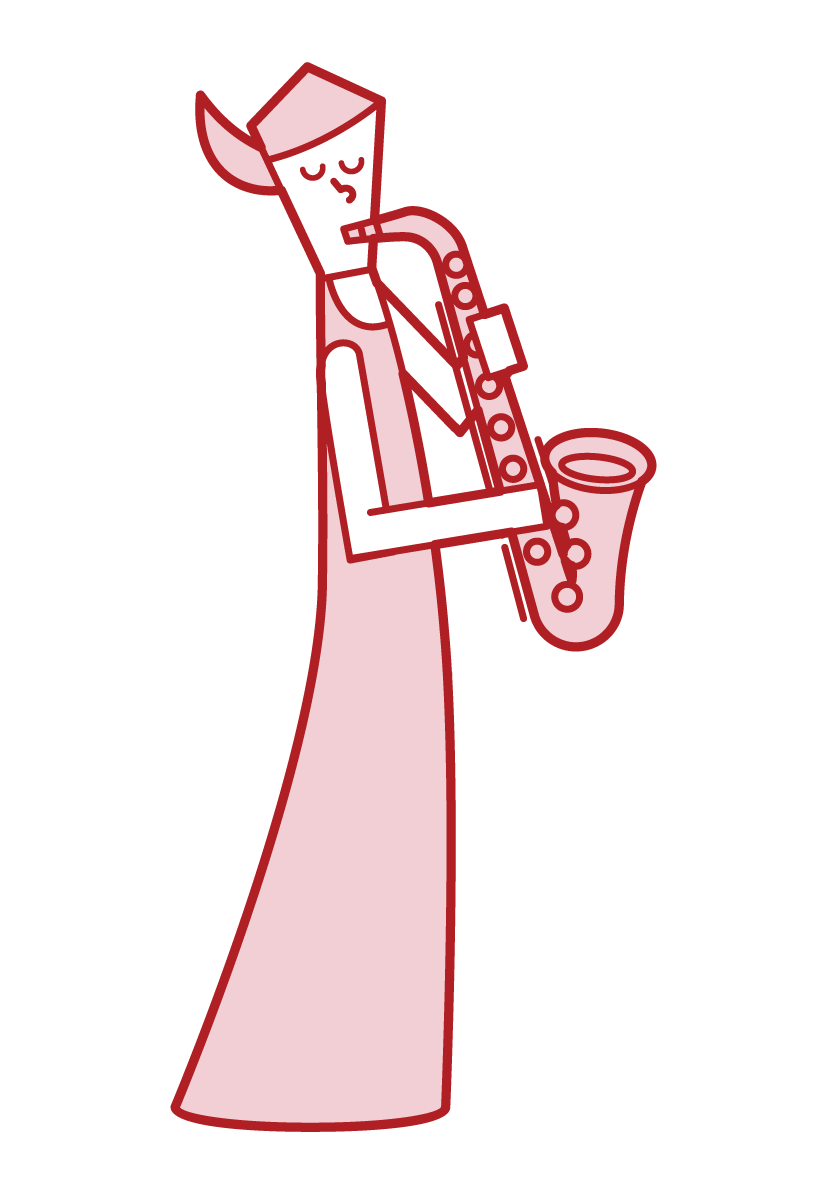Illustration of a woman playing a saxophone