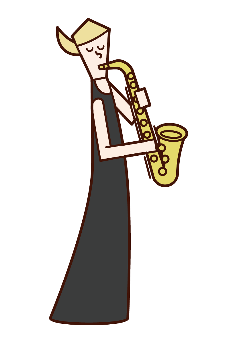 Illustration of a woman playing a saxophone