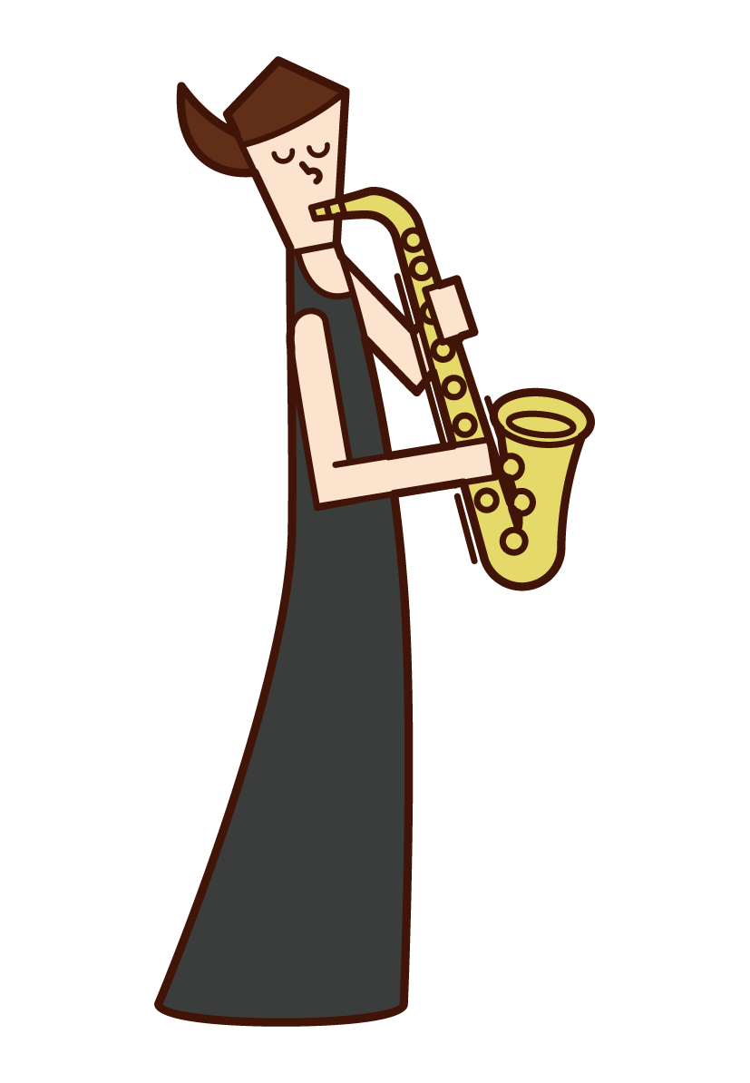 演奏阿爾托單簧管的人（女性）的插圖