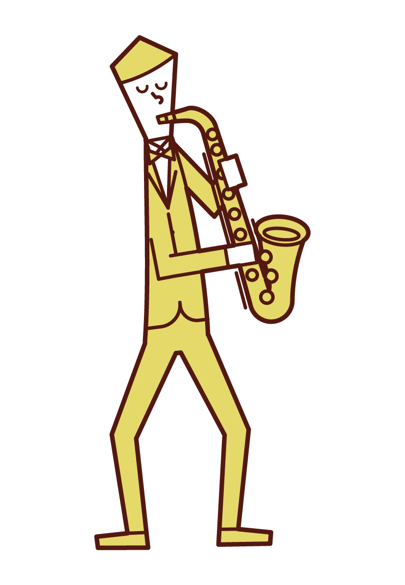 演奏薩克斯管的人（男性）的插圖