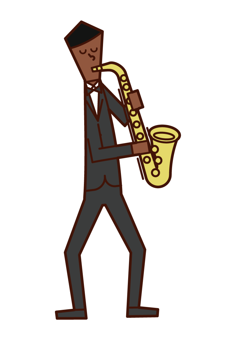 Illustration of a man playing a saxophone
