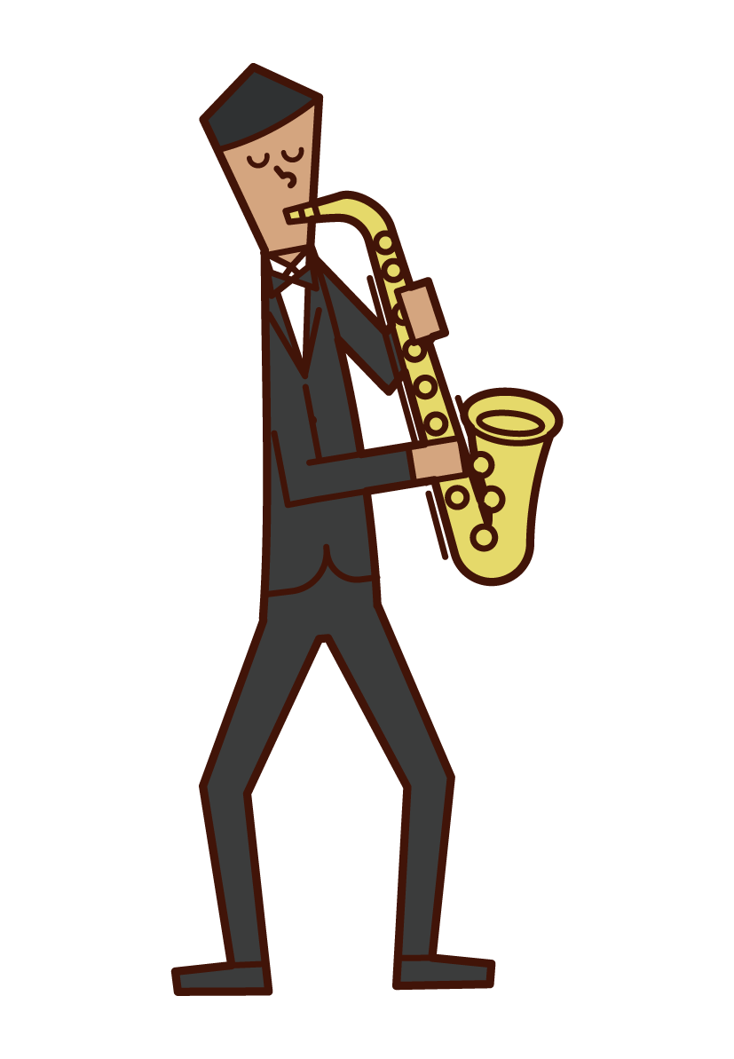Illustration of a man playing a saxophone