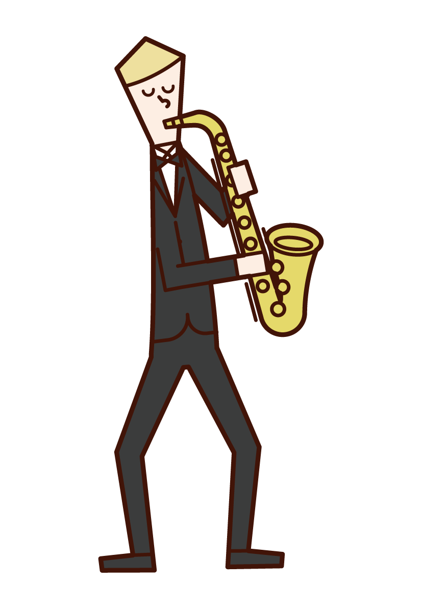 演奏薩克斯管的人（男性）的插圖