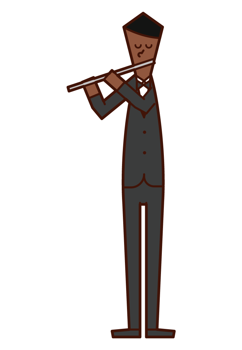 吹長笛的人（男性）的插圖