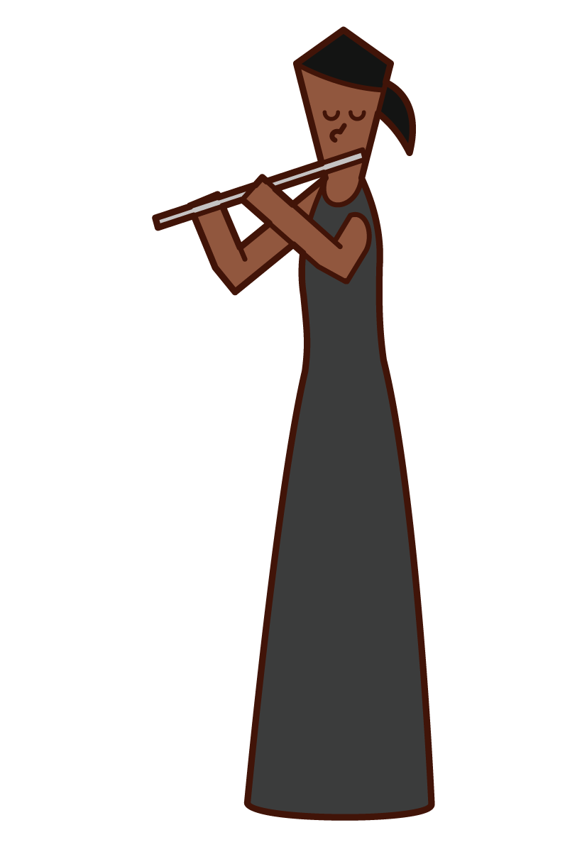 吹長笛的人（女性）的插圖