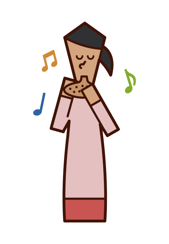 Illustration of a woman playing ocarina