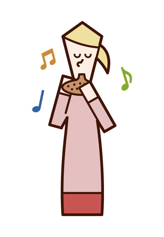 Illustration of a woman playing ocarina