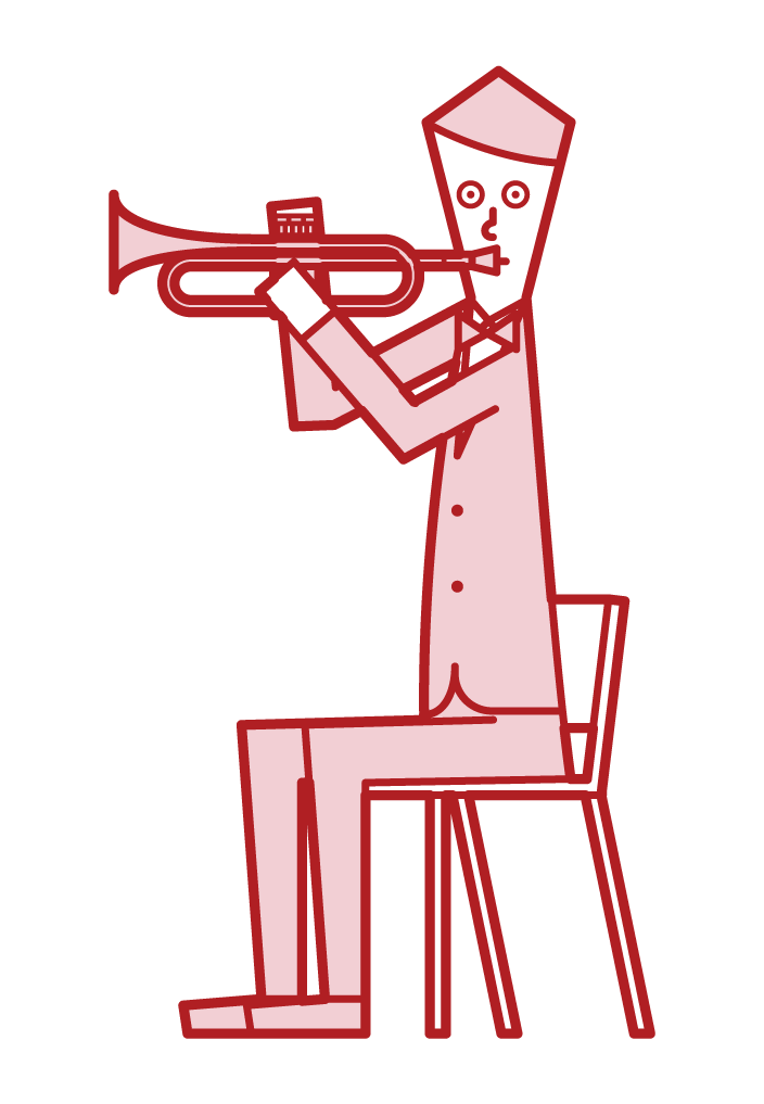 Illustration of a man playing a trumpet
