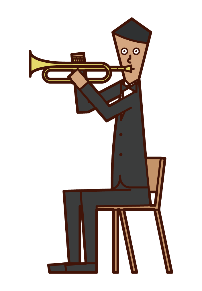 Illustration of a man playing a trumpet