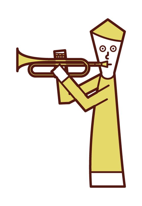 Illustration of a man practicing trumpet
