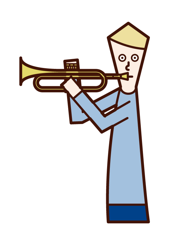 Illustration of a man practicing trumpet