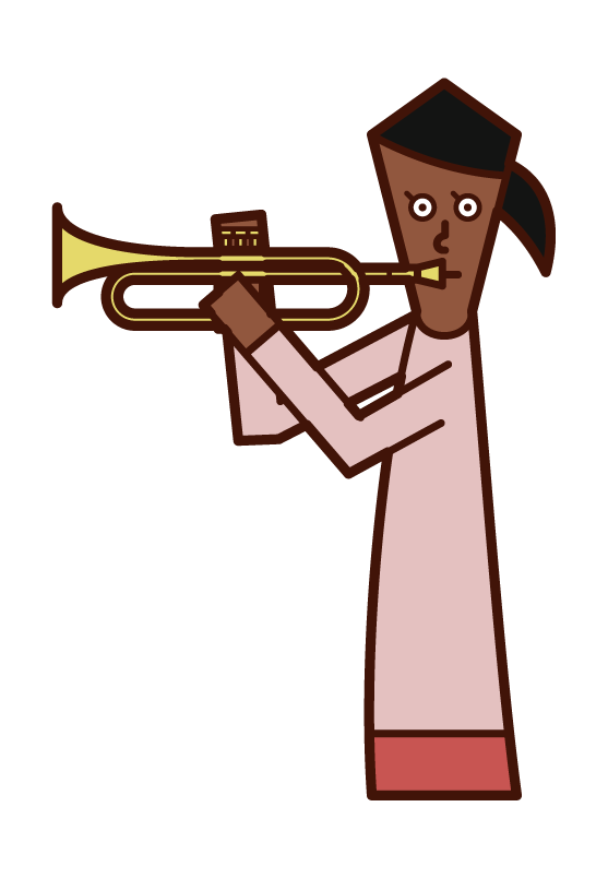 Illustration of a woman practicing trumpet