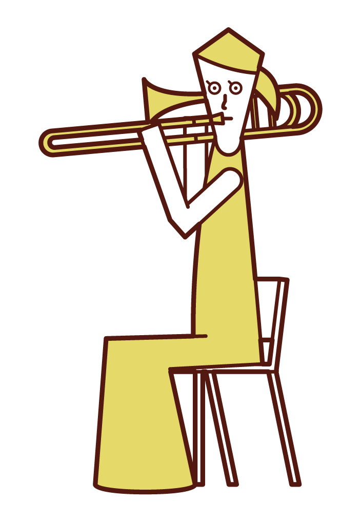 Illustration of a woman playing a trombone