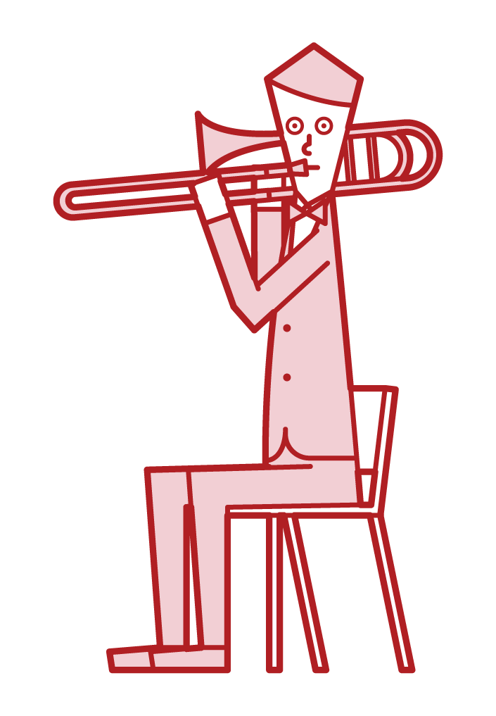トロンボーンを演奏する人（男性）のイラスト