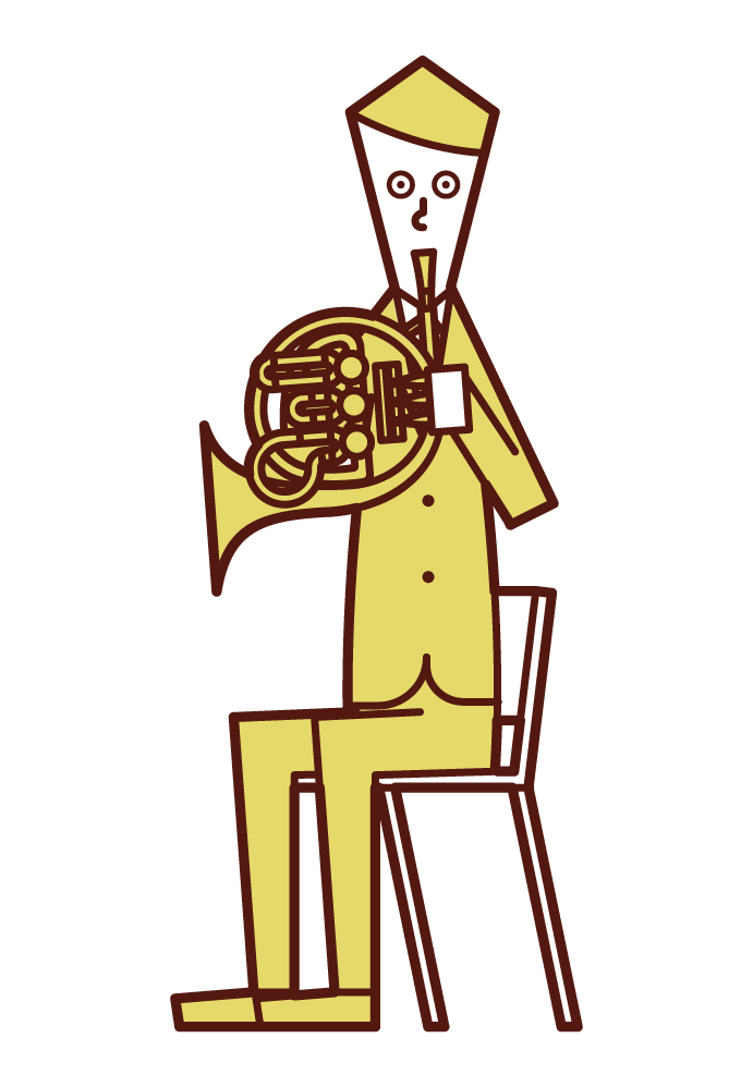 ホルンを演奏する人 男性 のイラスト フリーイラスト素材 Kukukeke ククケケ