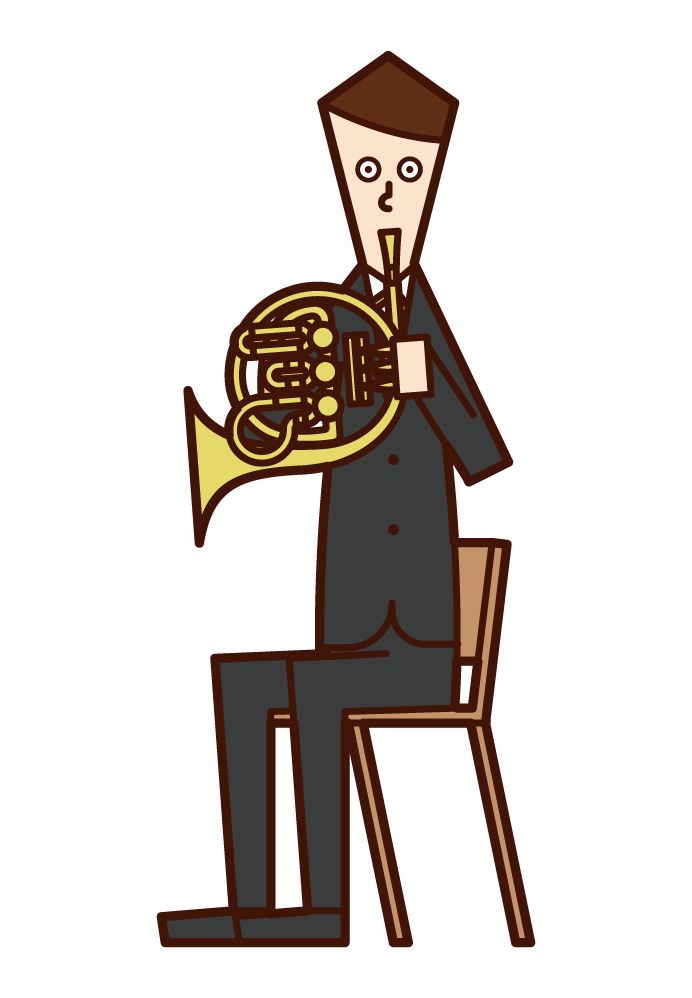 Illustration of a man playing a horn