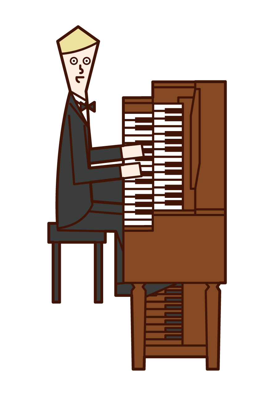 演奏管風琴的人（男性）的插圖