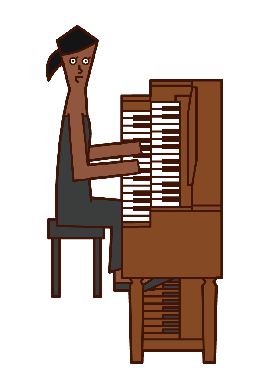 Illustration of a woman playing an organ