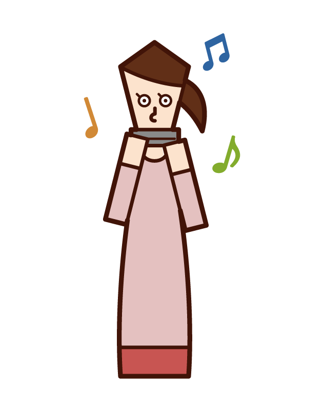 オルガンを演奏する人（女性）のイラスト