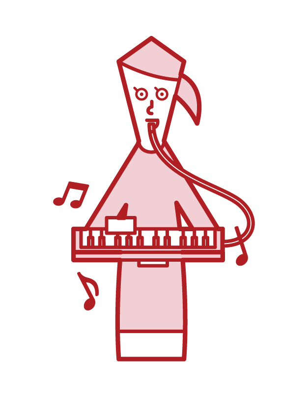 키보드 해모니카를 연주하는 사람 (여성)의 그림
