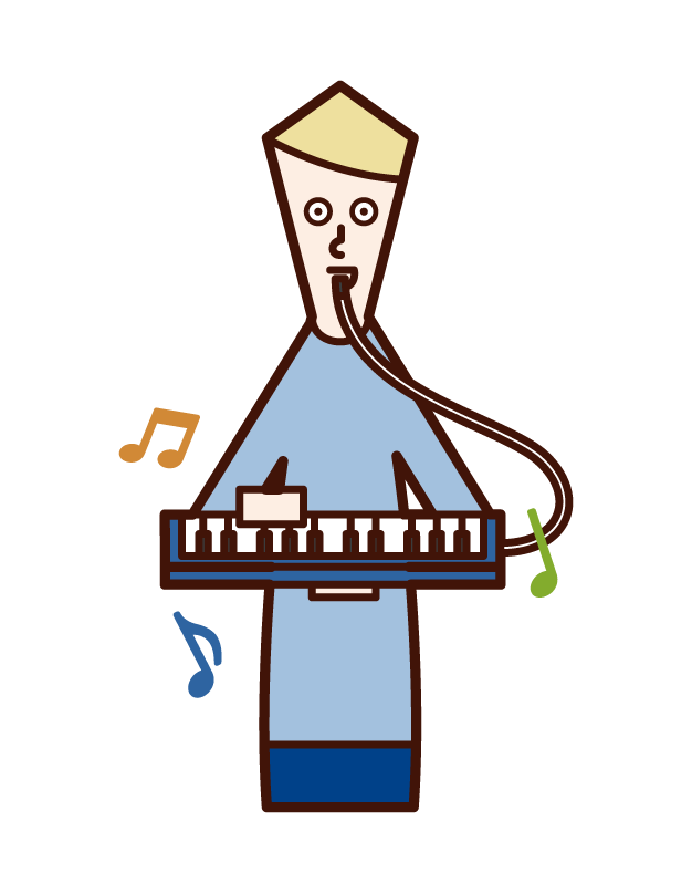 키보드 해모니카를 연주하는 사람 (남성)의 그림
