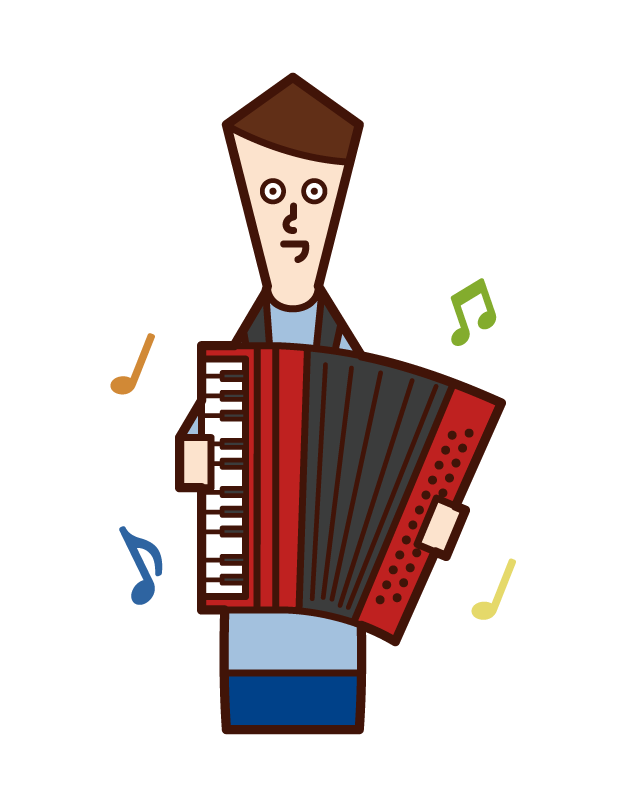 Illustration of a man playing an accordion