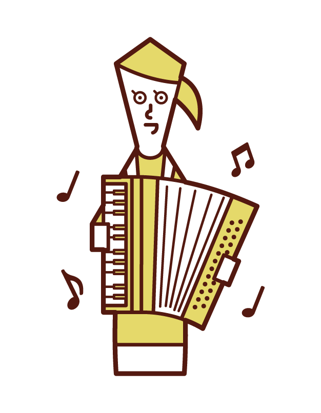 Illustration of a woman playing an accordion
