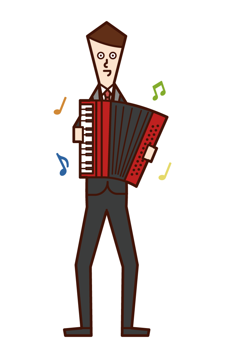 Illustration of a man playing an accordion