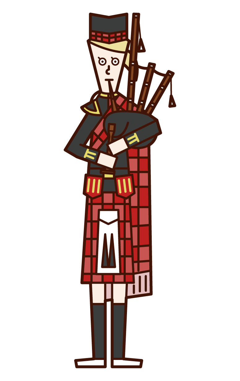 Illustration of a woman playing a bagpipe