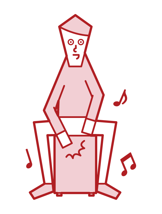 Illustration of a man playing cajon