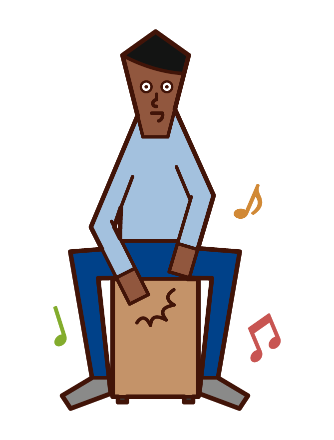 Illustration of a man playing cajon
