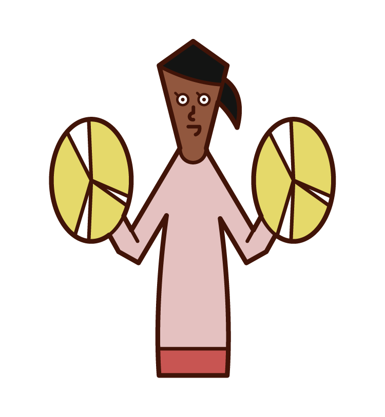 Illustration of a woman practicing cymbals