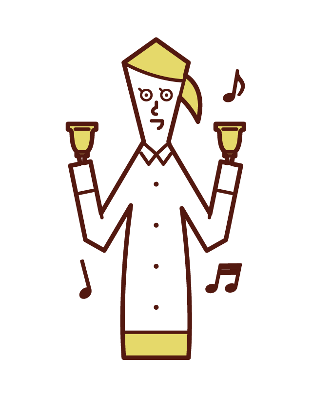 Illustration of a woman playing a handbell