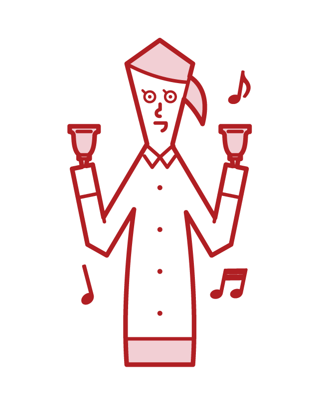 Illustration of a woman playing a handbell